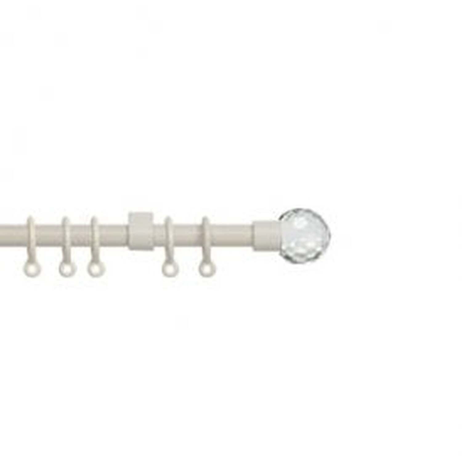 14 - 16mm Cream Crystal Ball Metal Curtain Pole Set - Cream / 150cm
