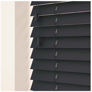 Light Grey / 45 50mm Slat Real Wood Venetian Blind With Strings 120cm Drop shot 14606839