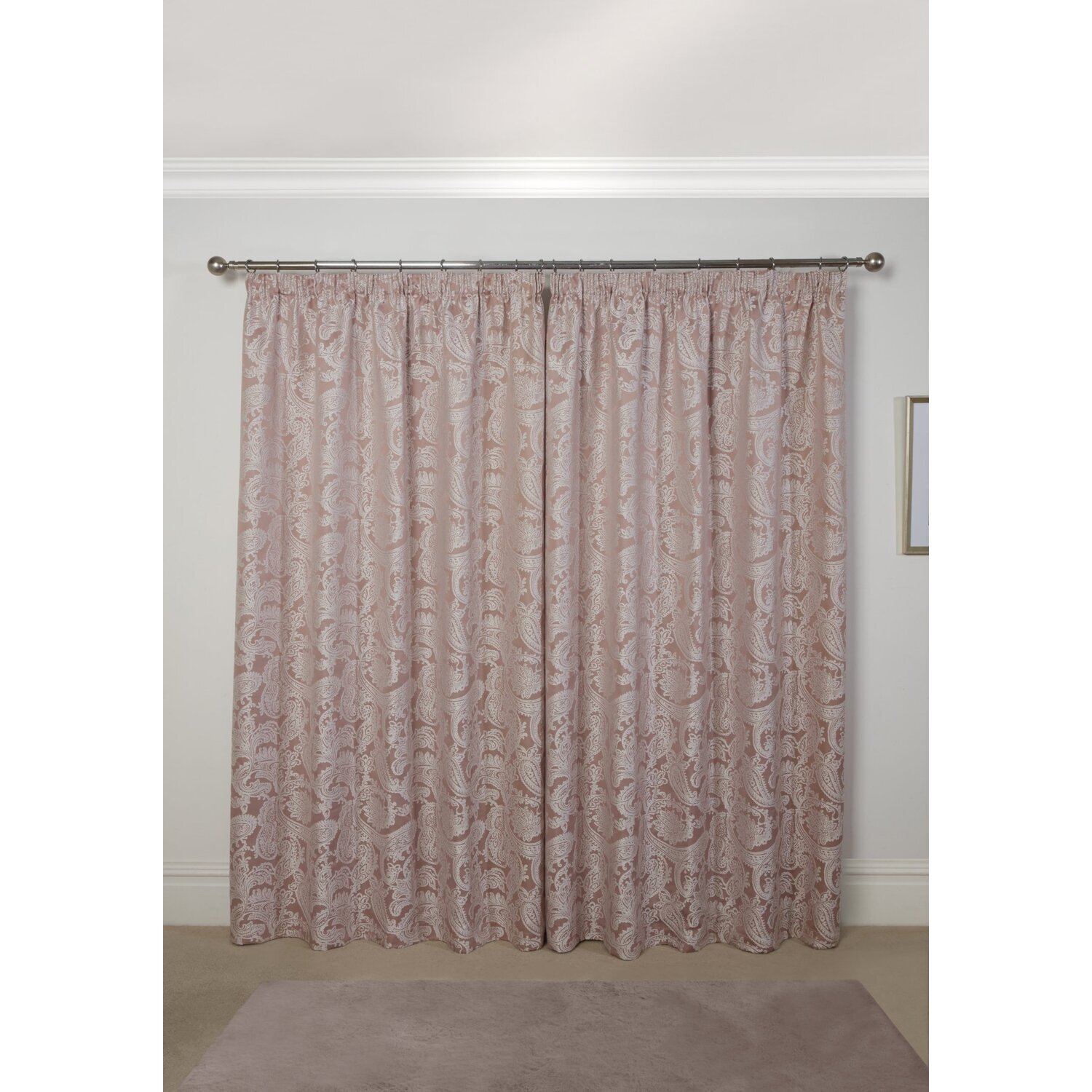 Cavendish Lined Pencil Pleat Curtains - Blush Pink / 168cm / 183cm