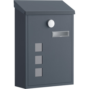 SONGMICS Grey 9 x 21.8 x 31.8 cm Wall Mounted Letterbox