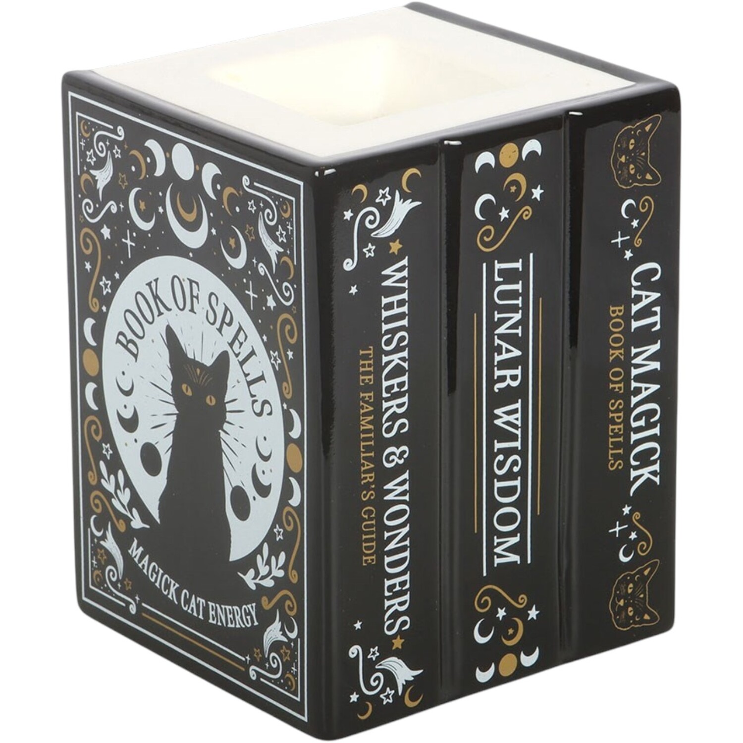 Kingsbury Gifts Cat Book Of Spells Oil Burner And Wax Warmer - Black