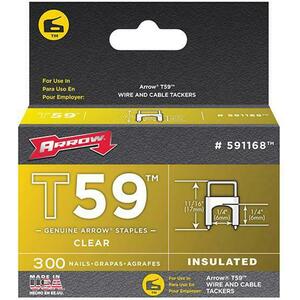 ARROW T59 Insulated Staples Clear 6 X 6mm Box 300