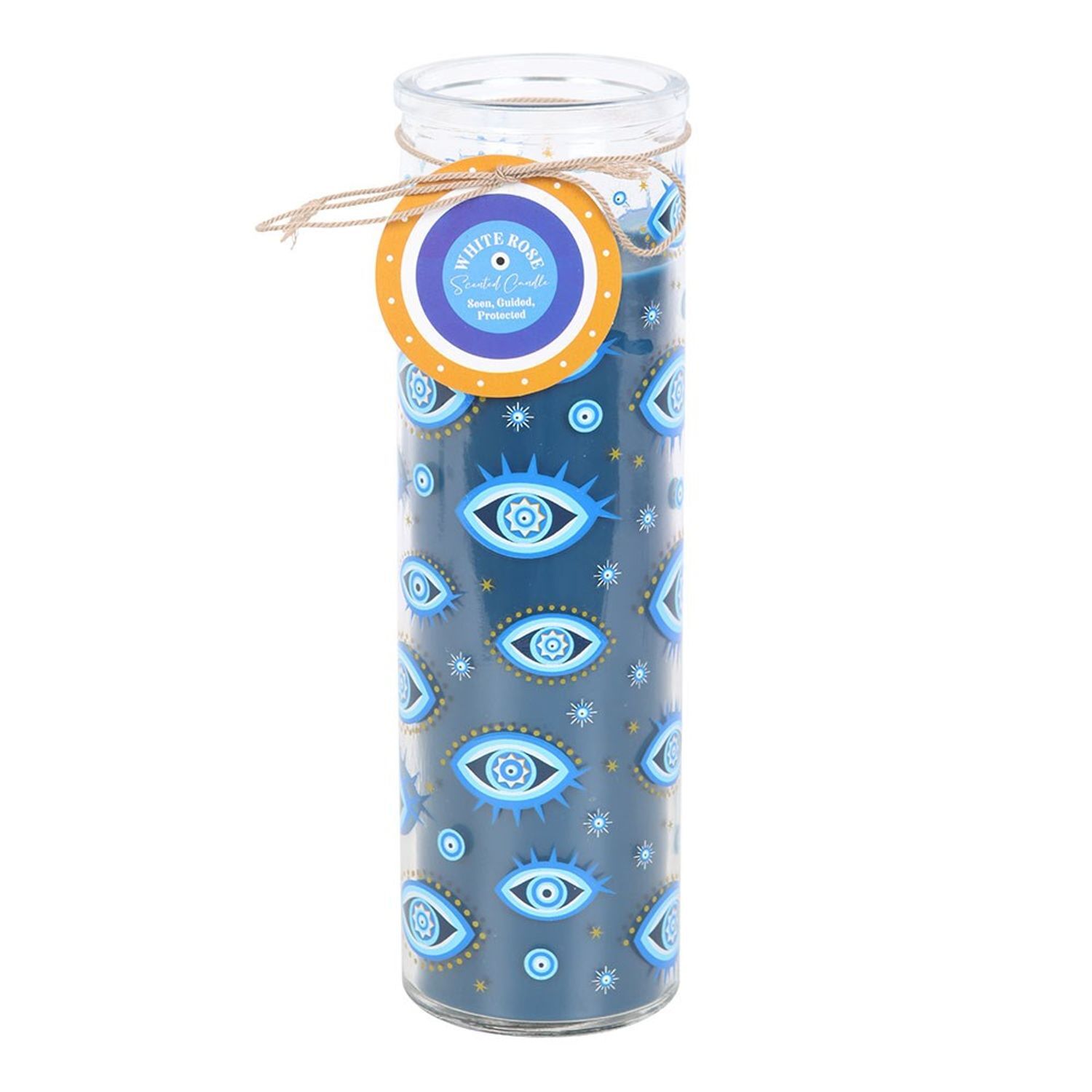 Something Different White Rose All Seeing Eye Tube Candle - Blue