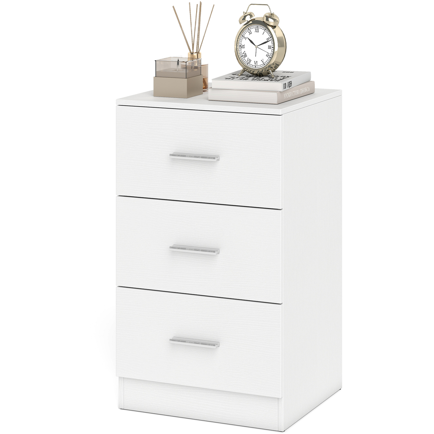 Modern Bedside Table - White