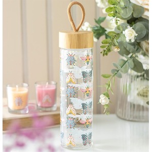 Insects from the Garden Glass Water Bottle with Bamboo Lid