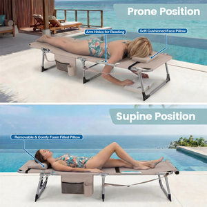 Patio Lay Flat Folding Chaise Lounge