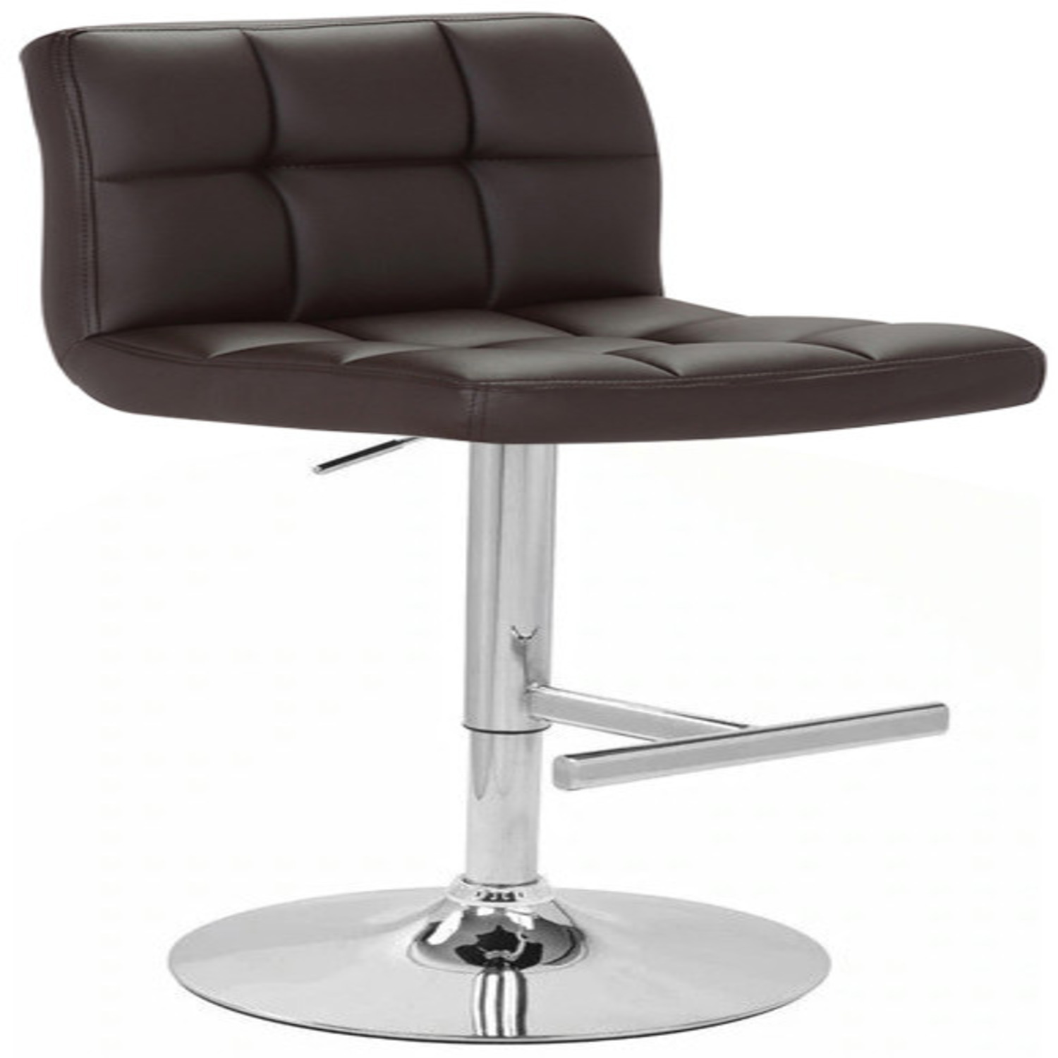 Lamboro Allegro Adjustable Swivel Bar Stool, Faux Leather, Gas Lift, Chrome Base - Brown