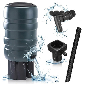 150L Medium Plastic Water Butt Set Including Tap with Stand and Filler Kit