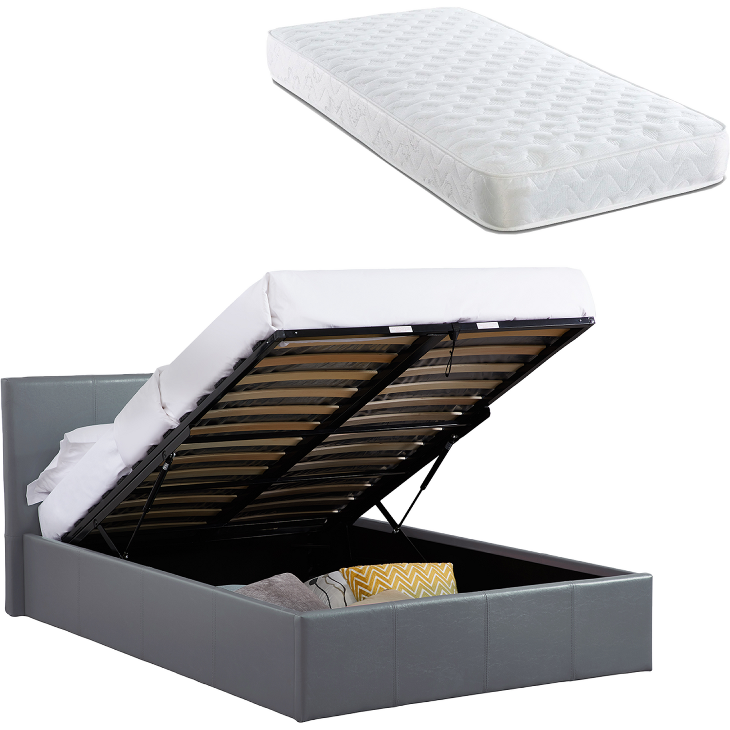 Luna Double Ottoman Storage Bed With Spring Mattress