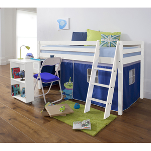 Noa & Nani Kids Cabin Bed Play Tent Blue Underbed Den for Midsleeper with Desk