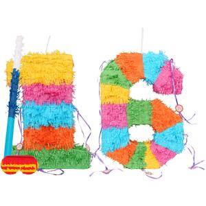 16th Birthday Pinata Set with Stick & Blindfold - Blue Stick