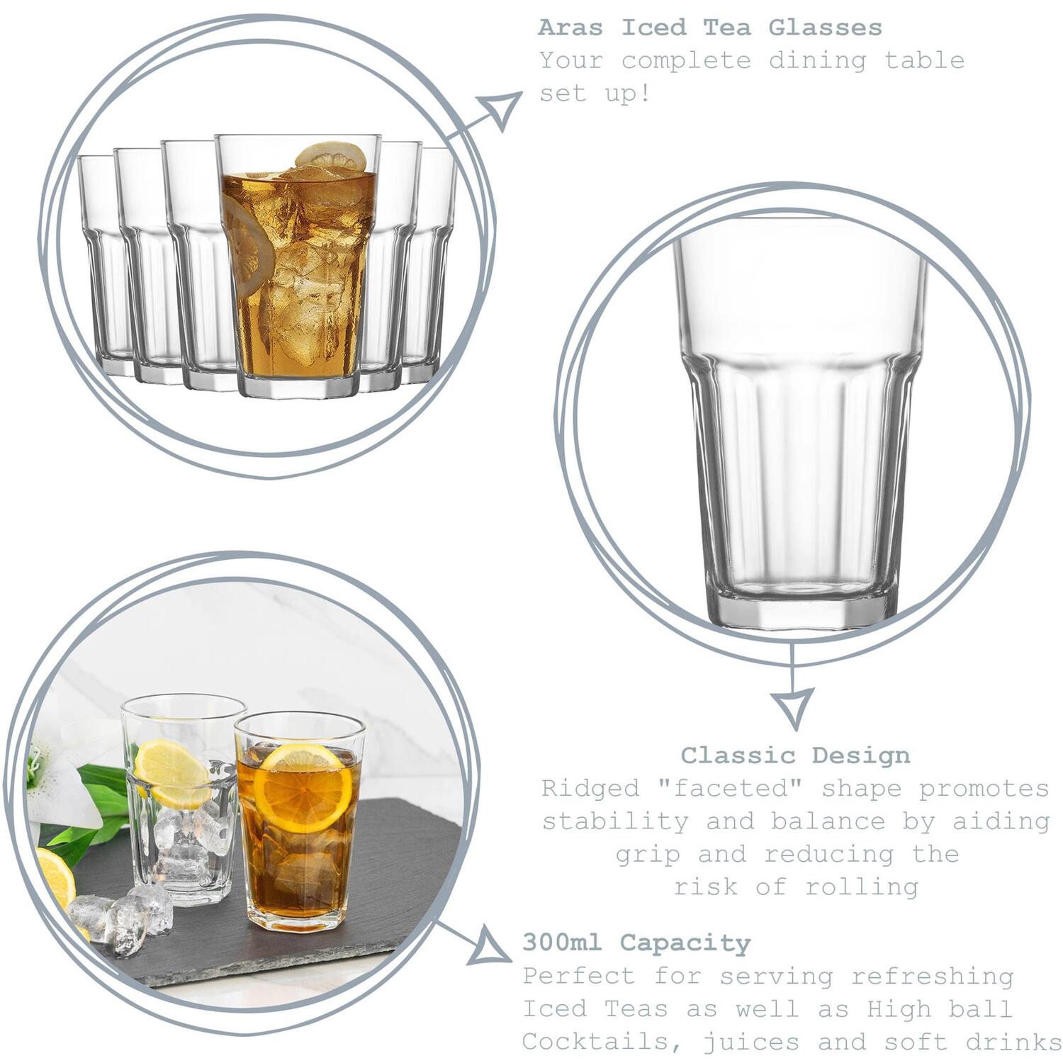Lav Aras Highball Glasses - 300Ml - Clear - Pack Of 12 - Clear