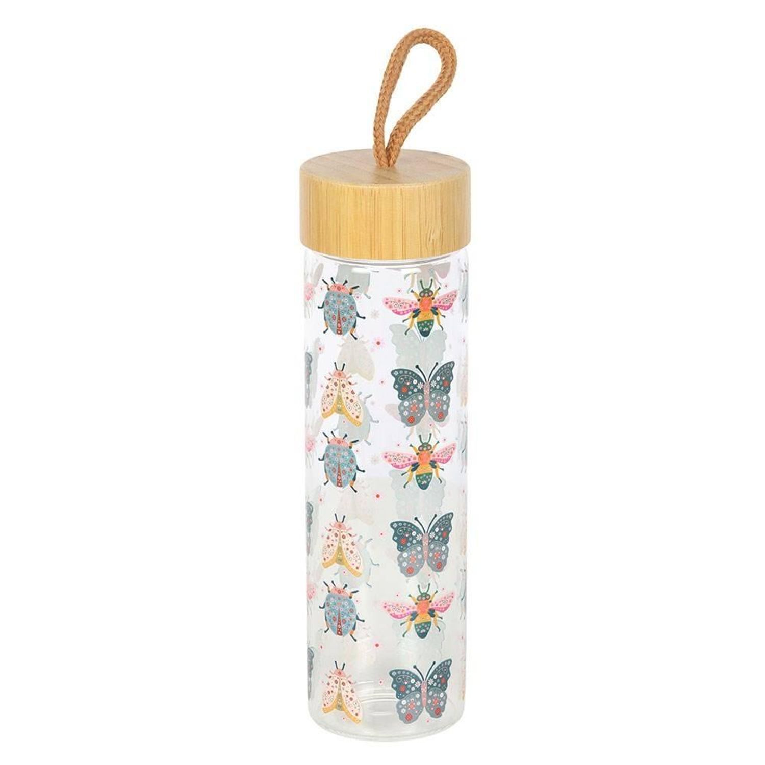 Something Different Floral Bug Glass Water Bottle - Multicoloured