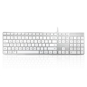 Accuratus 301 MAC USB Wired Keyboard - Full Size Apple Mac Keyboard - White and Silver