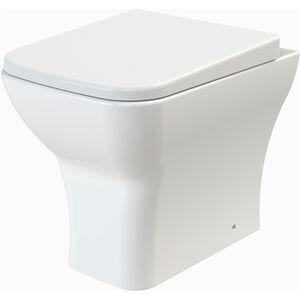 Hilderstone Back to Wall Toilet Pan and Soft Close Seat - 410mm x 365mm x 500mm