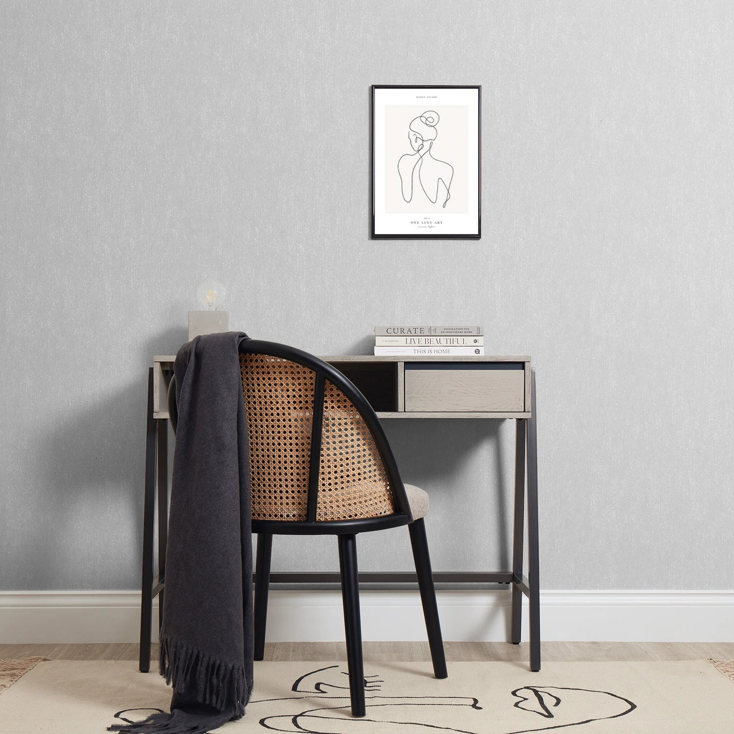 Code Soft Com Camden Plain Wallpaper in Soft Grey and Silver