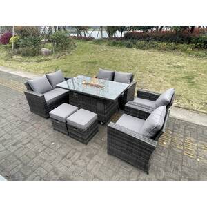 Rattan Outdoor Furniture Gas Fire Pit Dining Table Gas Heater