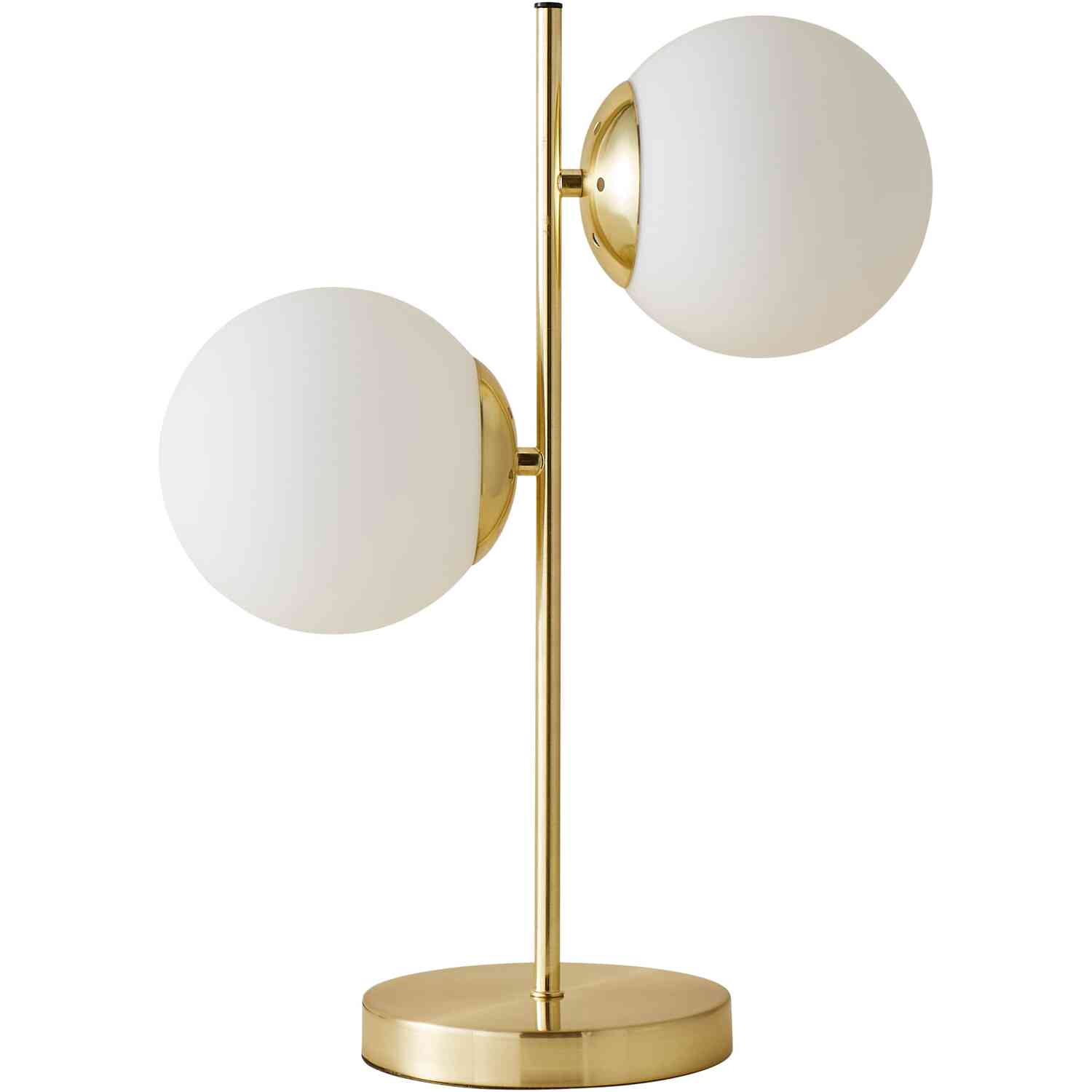 B&Q -  Jas 2 Light Gold Metal Stem Bedside Table Lamp With White Frosted Glass ShadesBulbs Included - Image 4