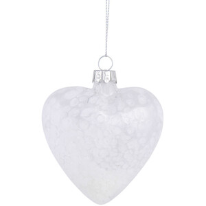 Confetti Effect Glass Heart Bauble