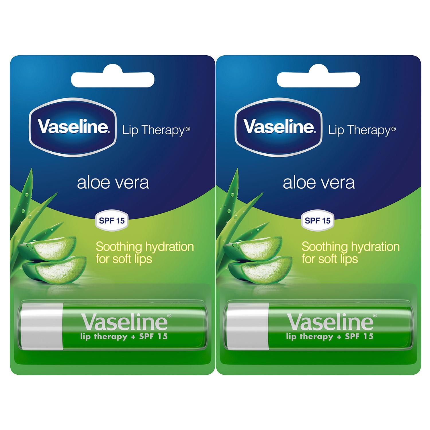 Vaseline Unisex White Lip Therapy With Petroleum Jelly Balm Sticks, Aloe Vera 4G, 2 Pack In - Image 4