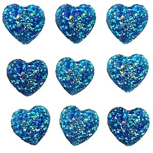Pack of 20 Dark Blue AB Heart Gems Flat Back Resin Embellishments