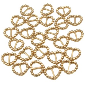 Pack of 50 Gold Pearl Heart Shaped Ribbon Slider Buckles