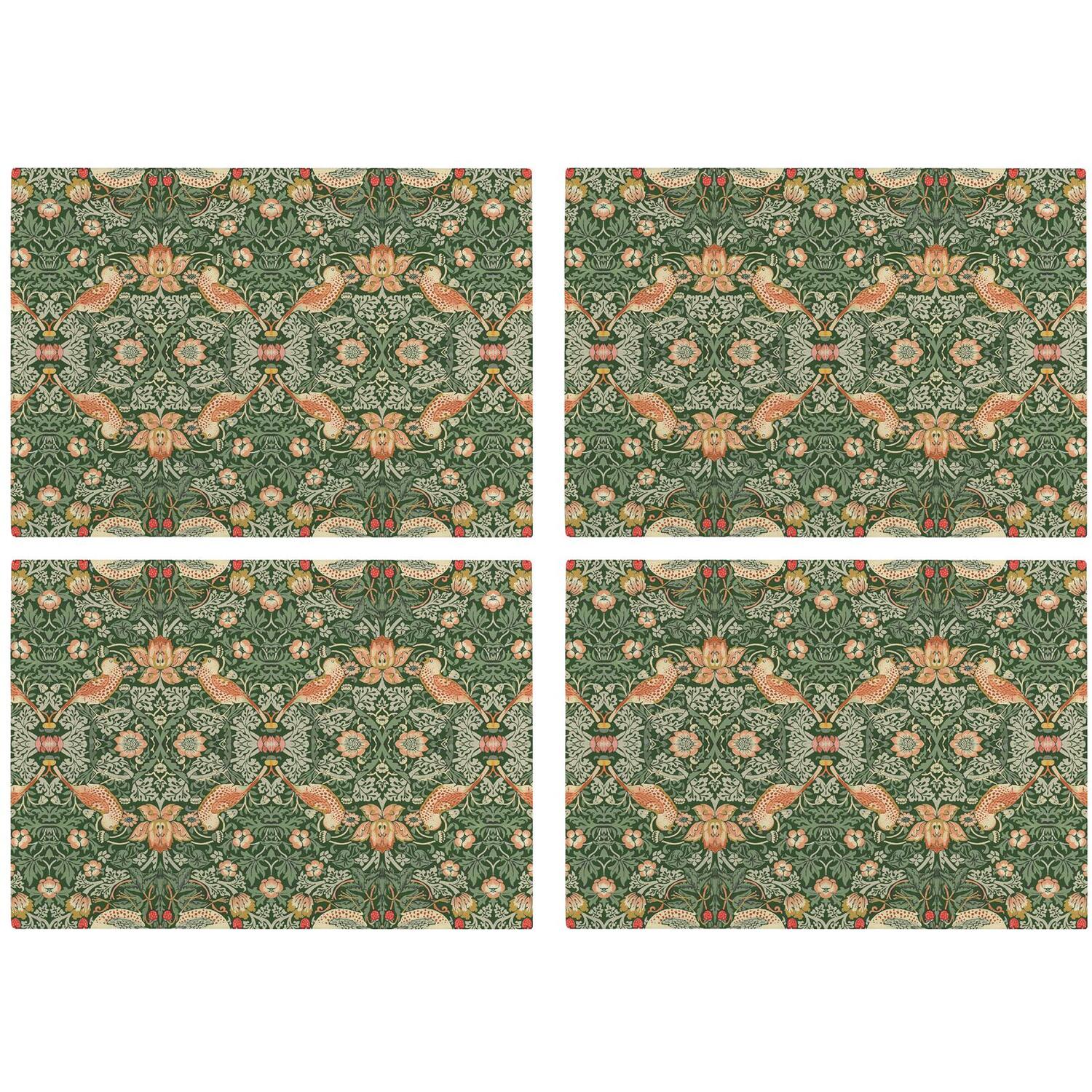 Image of Green Strawberry Thief Glass Placemats -&hellip;