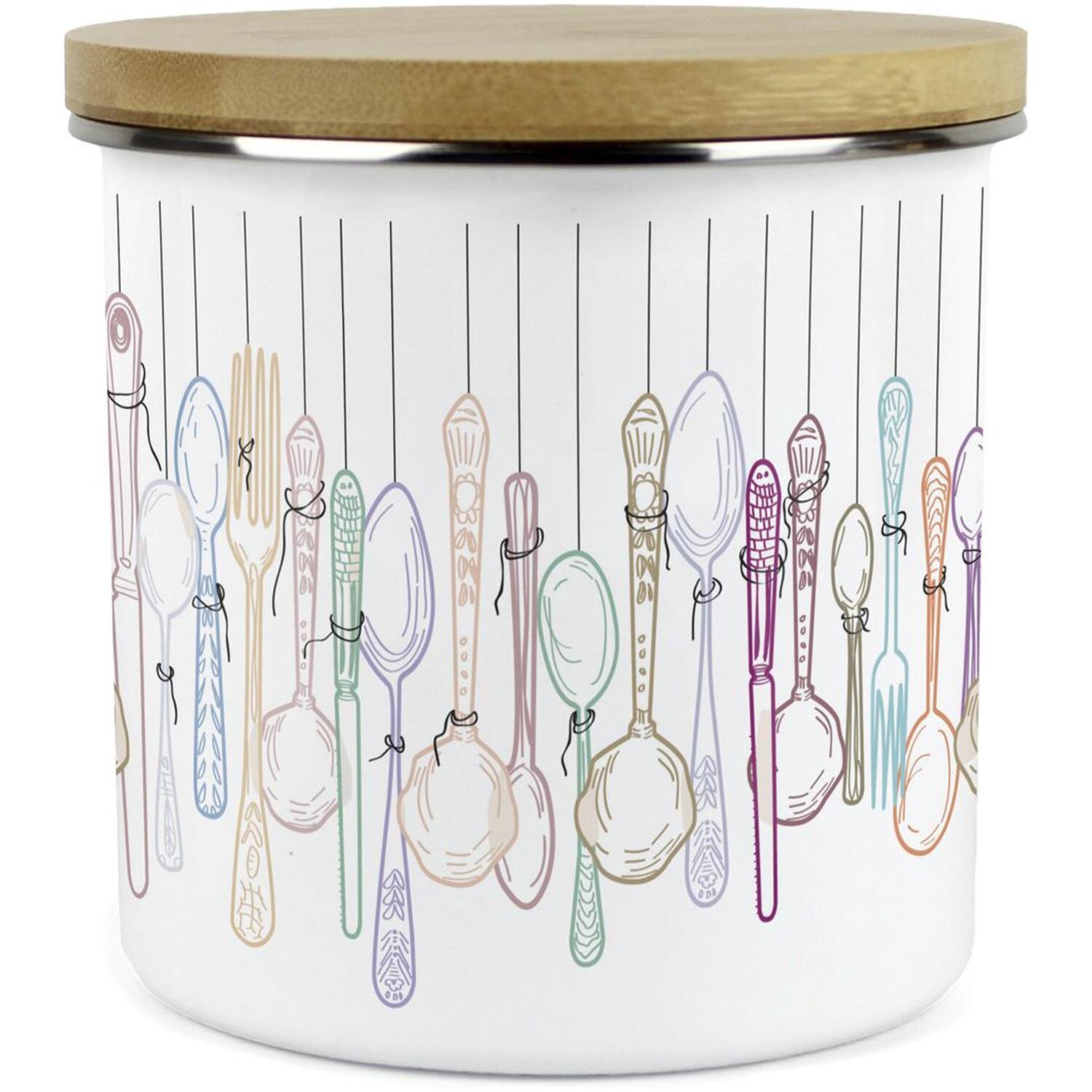 Purely Home Vintage Cutlery Large Kitchen Storage Canister - White