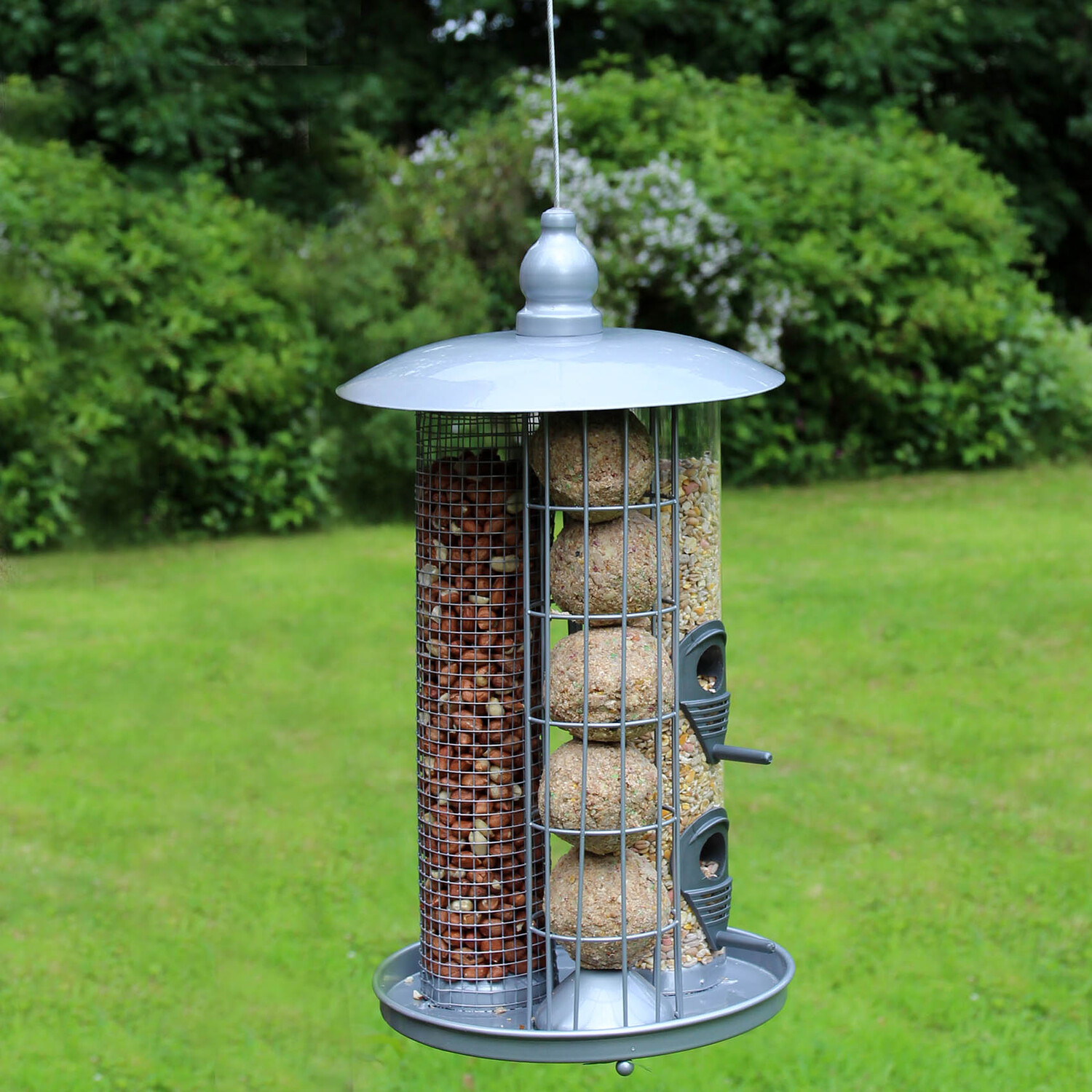 Image of 3in1 Hanging Bird Feeder - Grey