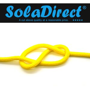 8mm x 20 metres / 65.6 ft of Yellow Polypropylene Rope, Solid Braided Poly Rope Cord Twine