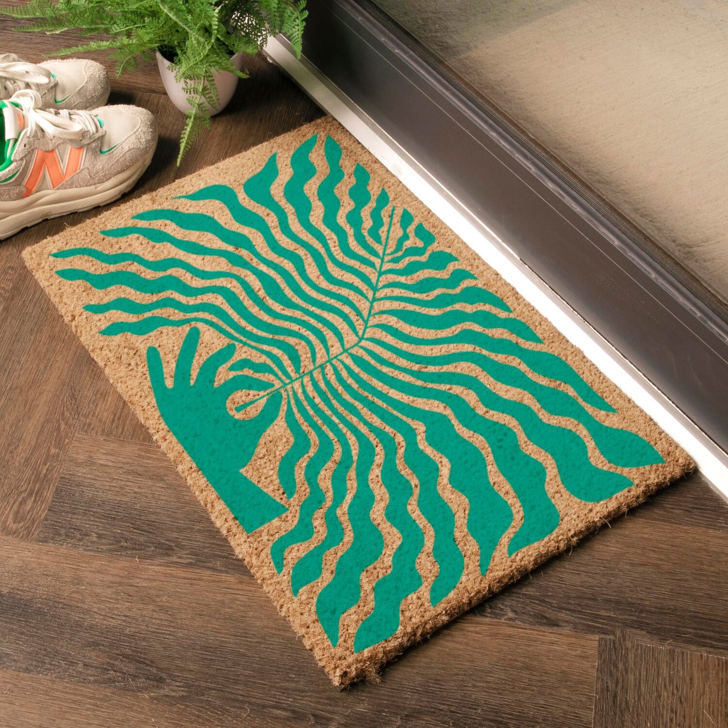 Artsy Mats Elizabeth Olwen Hand Leaf Coir Doormat (60X40cm) - Brown