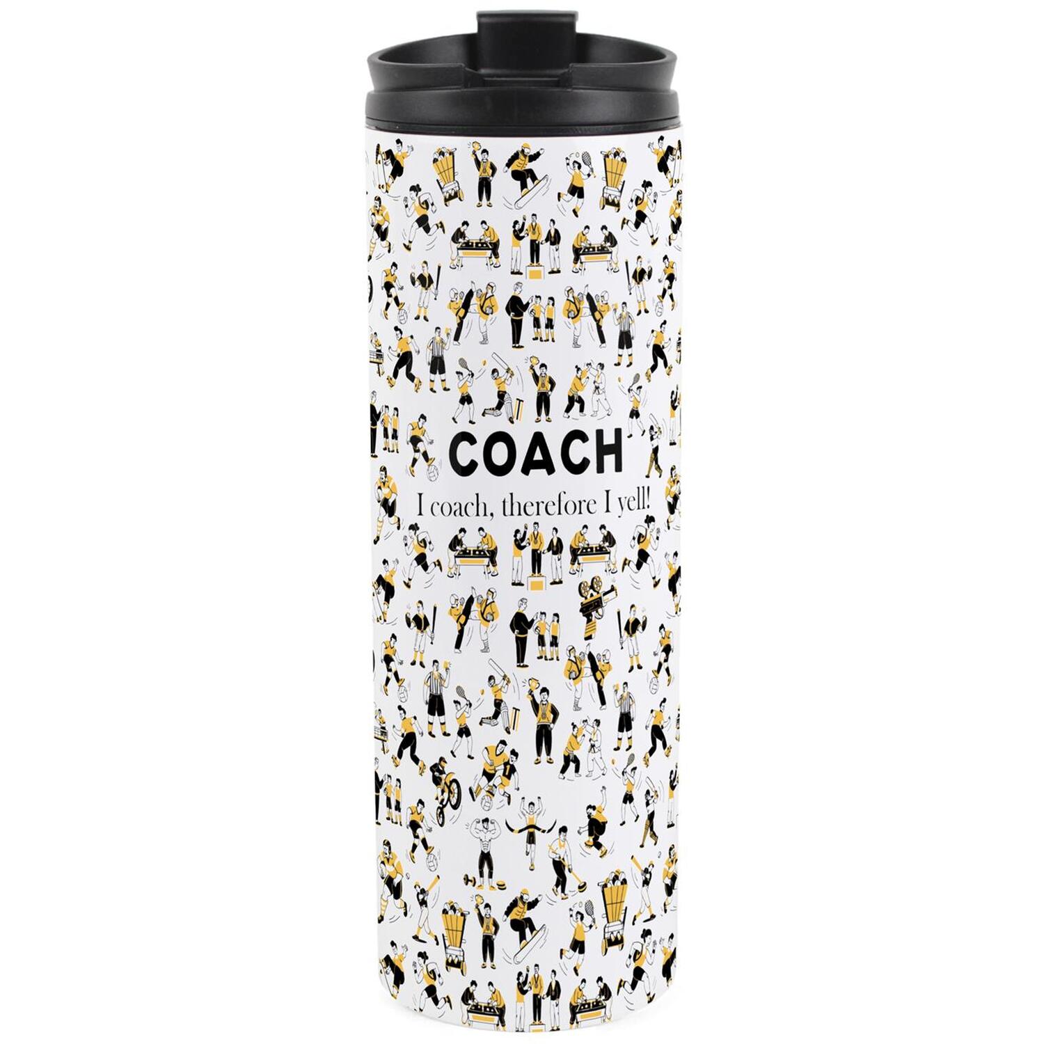 Purely Home Novelty Sports Coach Travel Flask - Reusable Stainless Steel Tumbler Gift - Multicoloured