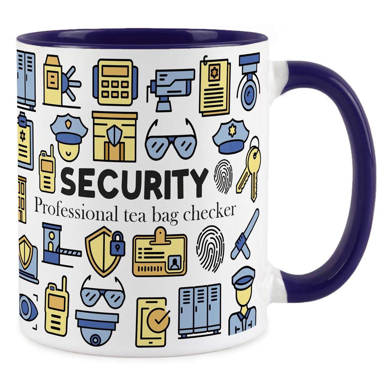 Purely Home Novelty Security Navy Blue Mug - Coffee/Tea Ceramic Cup Gift - Navy Blue