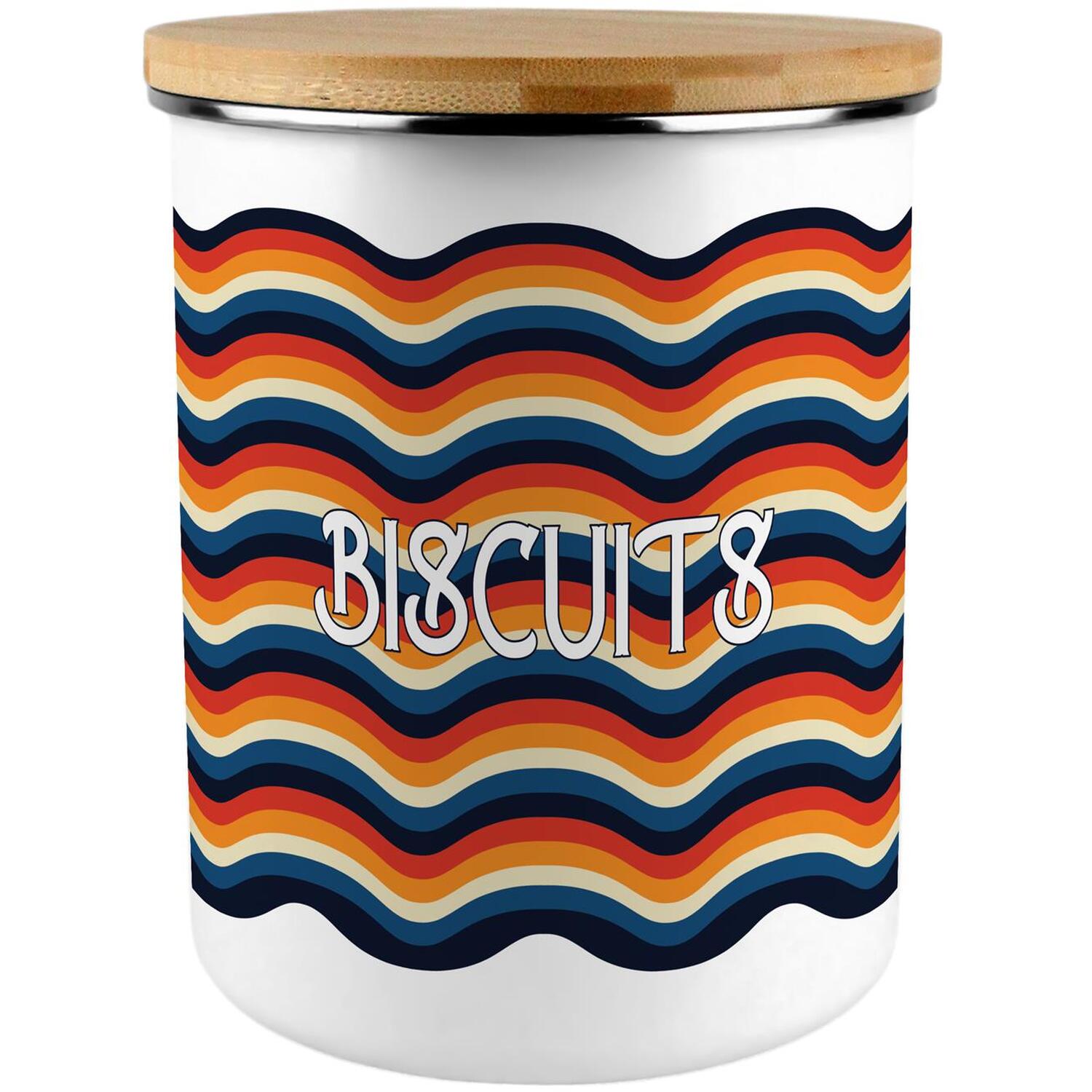 Retro Waves Biscuit Storage Tin - 2.7L Extra-Large Kitchen Canister Gift - Image 2