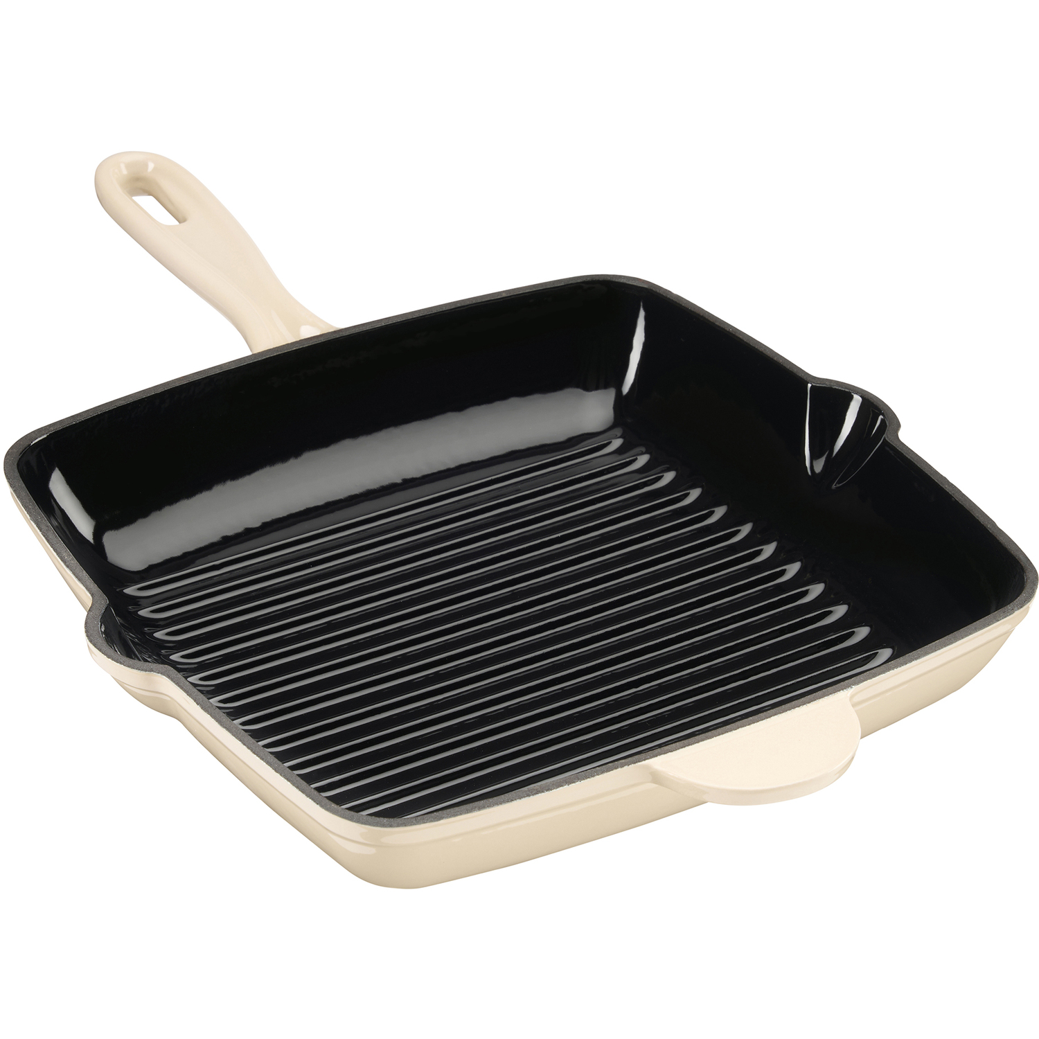 Cooks Professional 26Cm Square Cast Iron Skillet Pan With Enamel Interior - Ivory