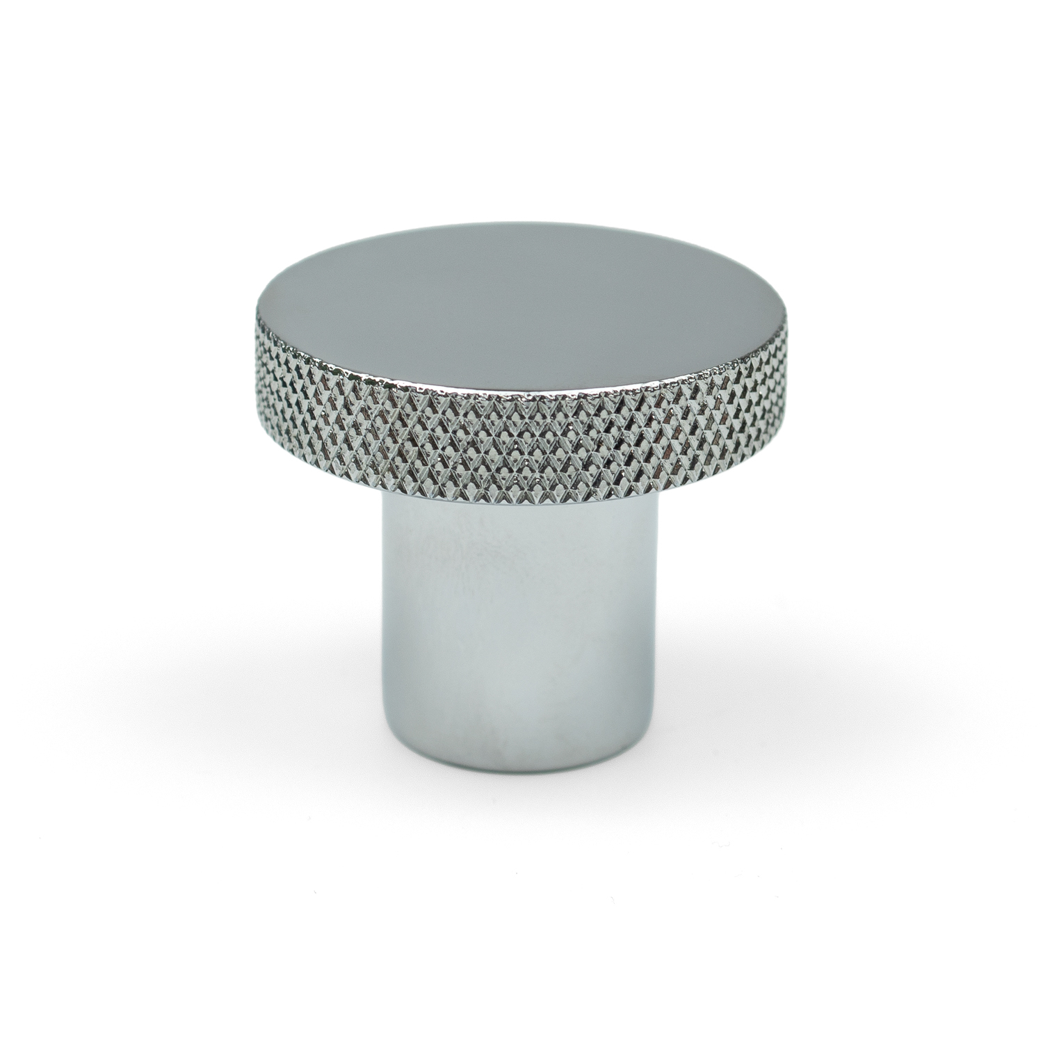 - 30mm Polished Chrome Knurled Edge Disc Knob Drawer Cupboard Furniture Pull - Image 2