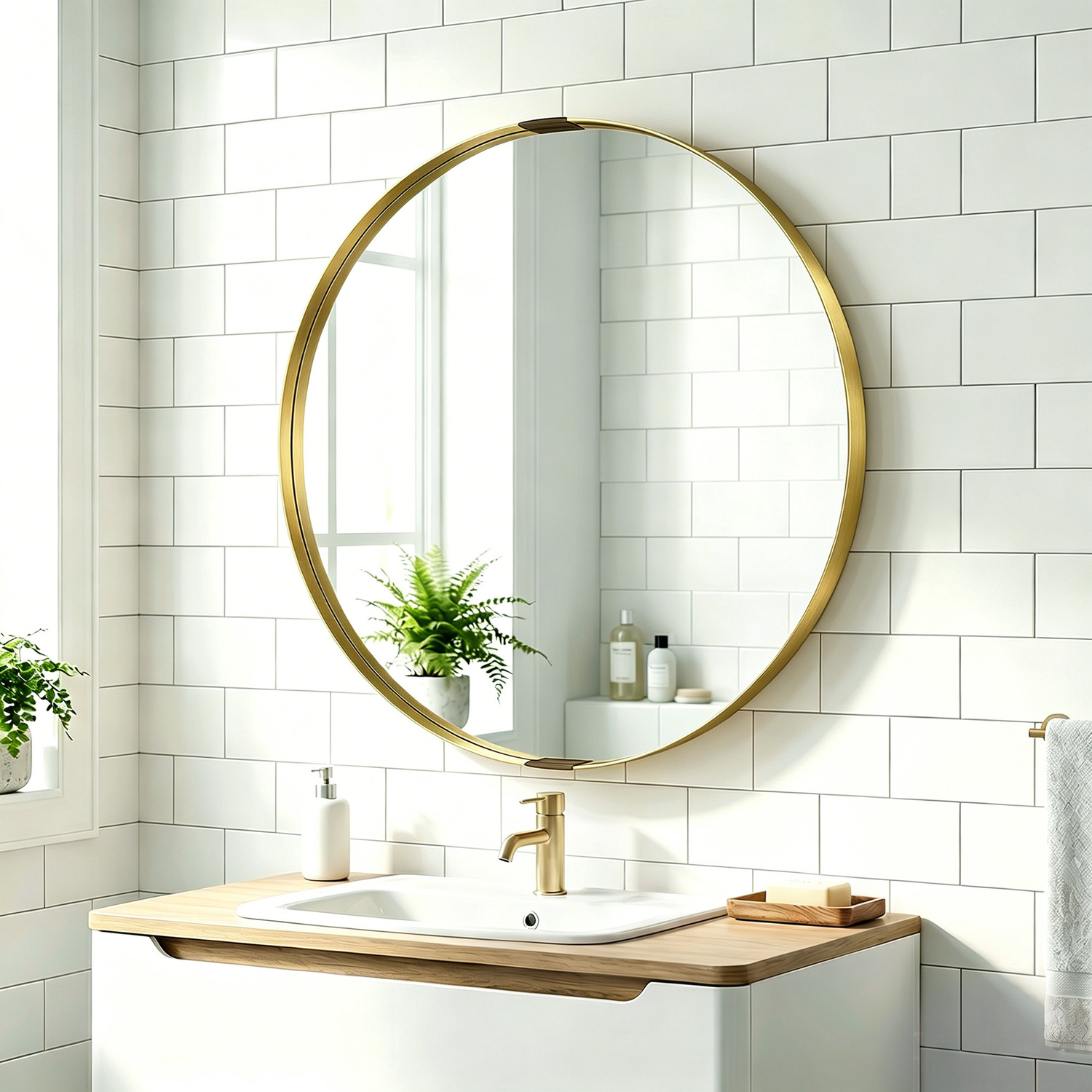 HOMCOM Wall Mirror 61 cm Wall Mounted Bathroom Mirror - Gold Tone