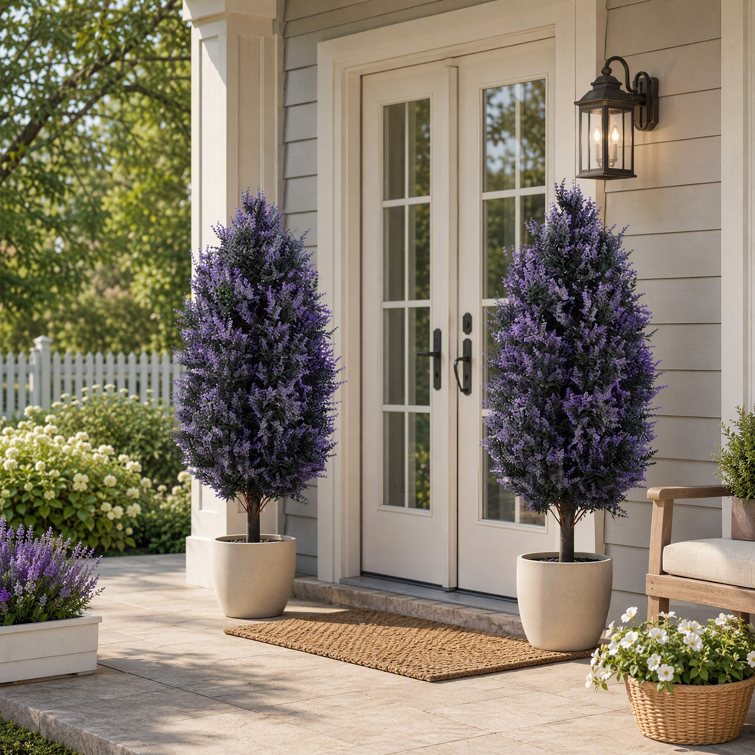 HOMCOM Set of 2 Artificial Lavender Flowers with Stakes - Lavender
