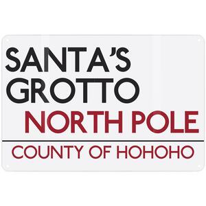 Santa's Grotto Street Sign Landscape Metal Wall Plaque - Christmas Décor Gift