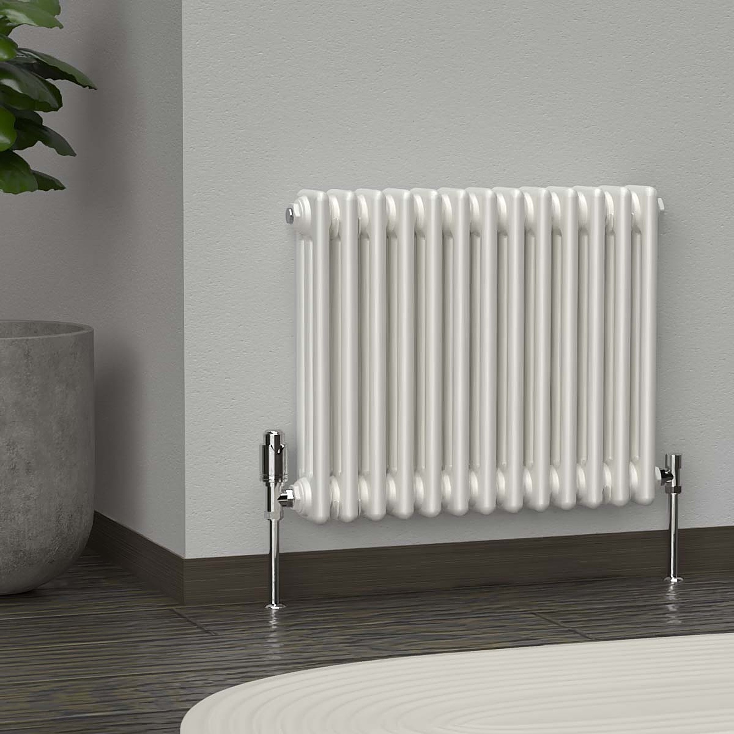 B&Q - White Horizontal 3 Column Traditional Radiator 500mm (H) X 605mm (W) - Image 2