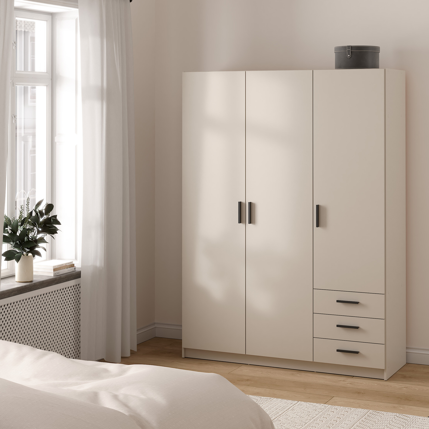 Furniture To Go Sprint Wardrobe With 3 Doors + 3 Drawers In Cashmere - Cashmere