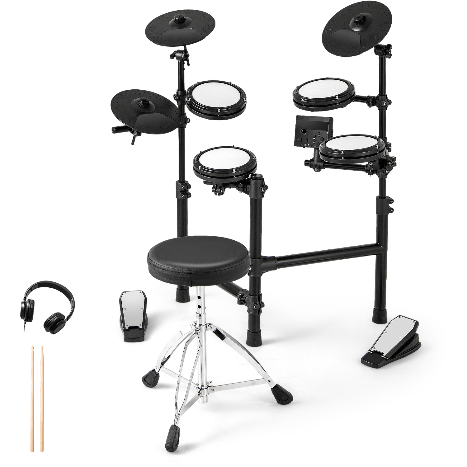 Costway Coatway Foldable Drum Kit With Quiet Mesh Drum Pads - Black