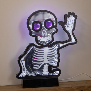 27cm Light-Up Halloween Skeleton Infinity Mirror with LEDs
