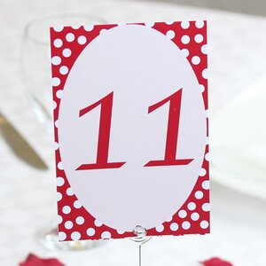 Red Polka Dot Table Numbers Laminated 72 Cards