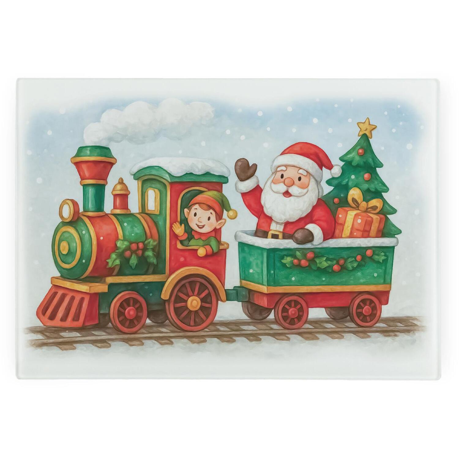 Image of Santa's Toy Train Smooth Glass Worktop&hellip;
