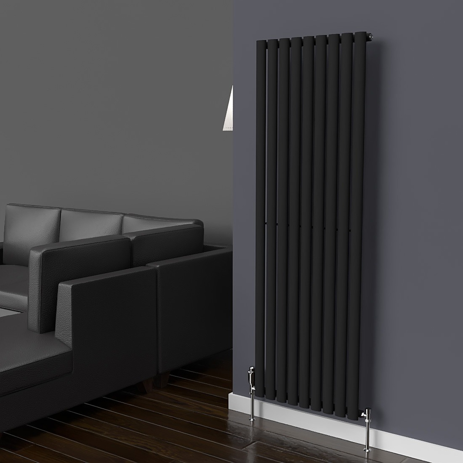 Lux Heat Oval Vertical Radiator - Black - 1600 Mm X 540 Mm (Single) - Black