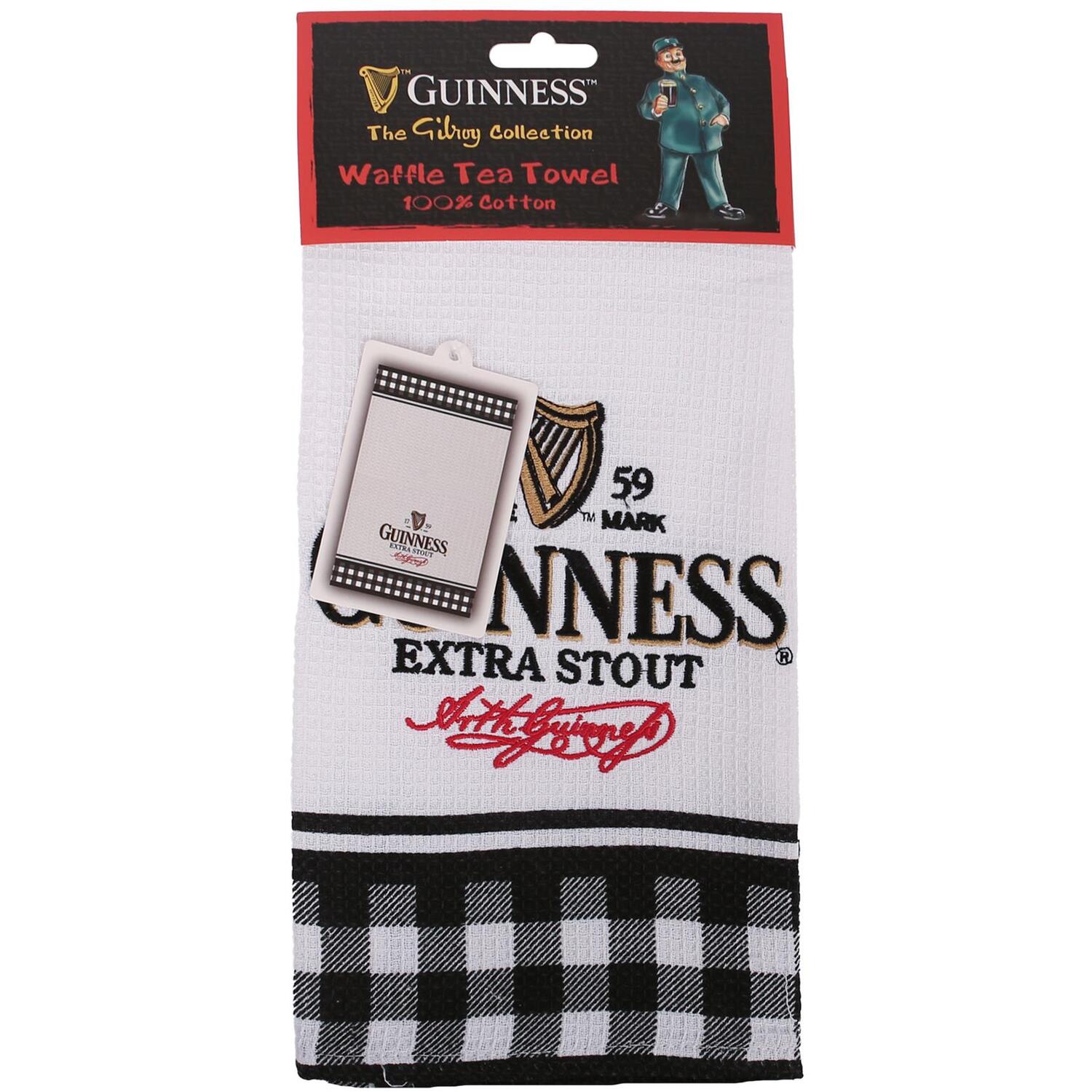 Guinness Label Waffle Tea Towel - White/Black - Image 3