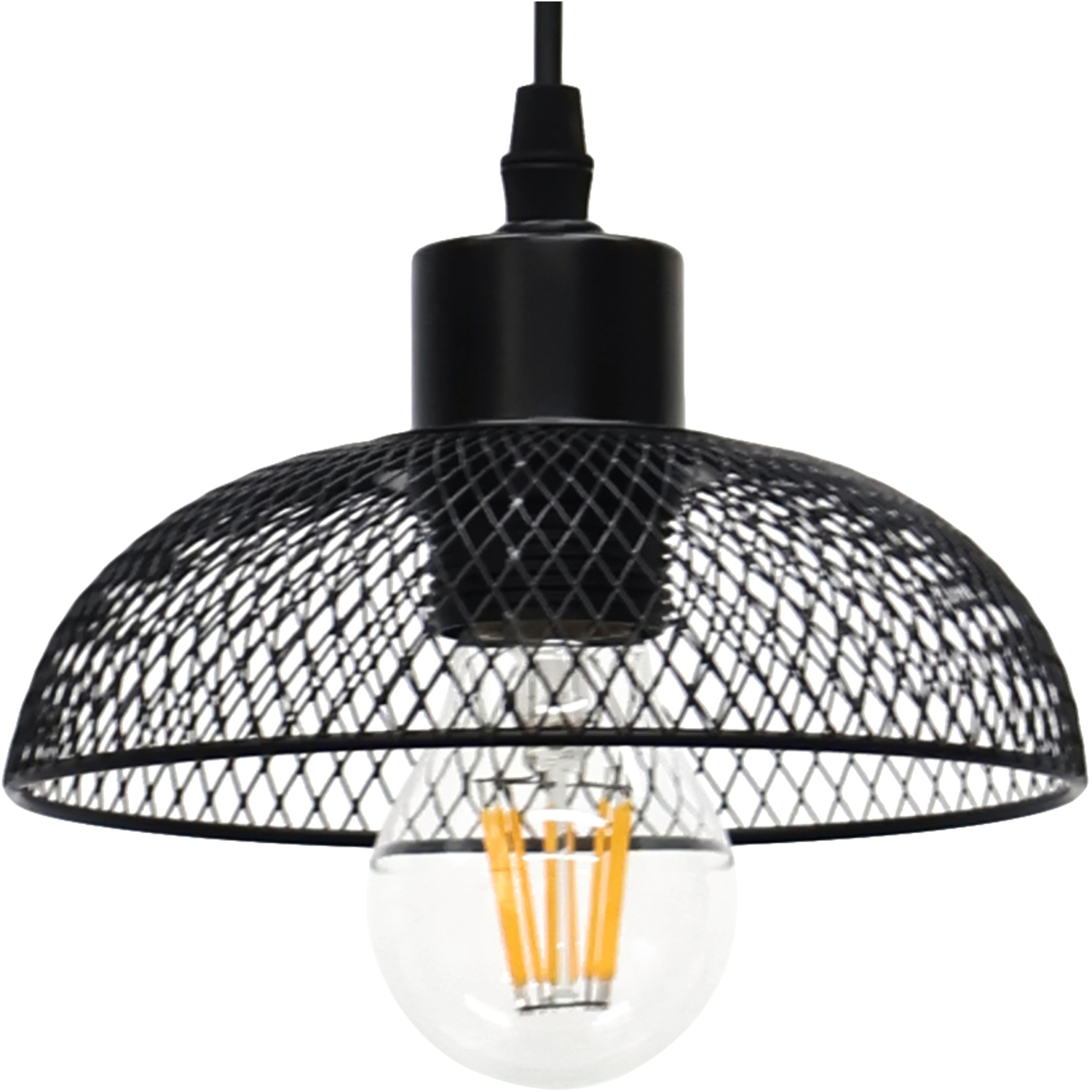 First Choice Lighting Cassidy Small Black Mesh Easy Fit Metal Pendant Shade - Black