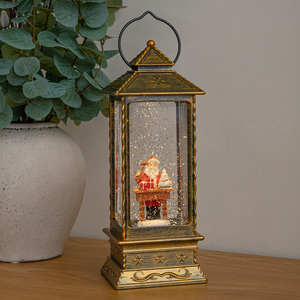 27 cm Antique Gold Santa Workshop Water Spinner Lantern
