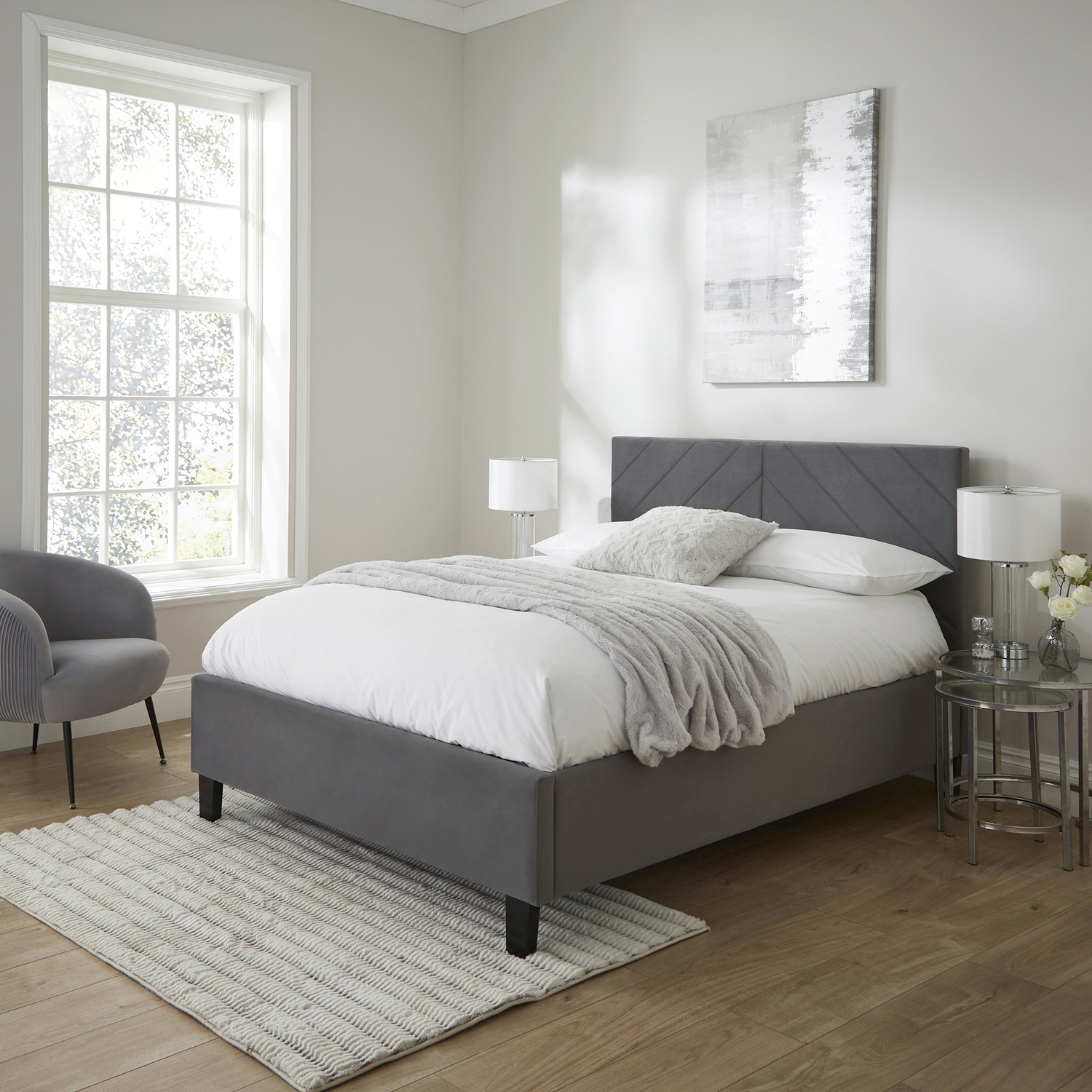 Gfw Thea King Size Grey Velvet End Lift Ottoman Bed - Image 3